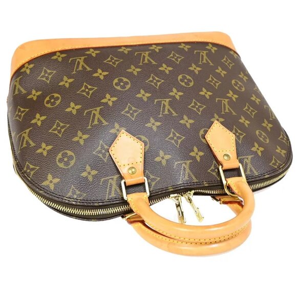 LOUIS VUITTON LV Logo Alma Hand Bag Monogram Leather Brown France M51130 73RJ880 - Picture 5 of 16